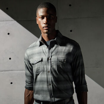 SHADOW PLAID BRUSHED WOVEN SHIRT